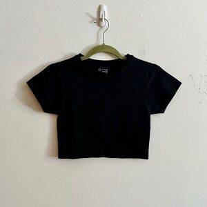 offline by aerie sidewalk seamless cropped top in black